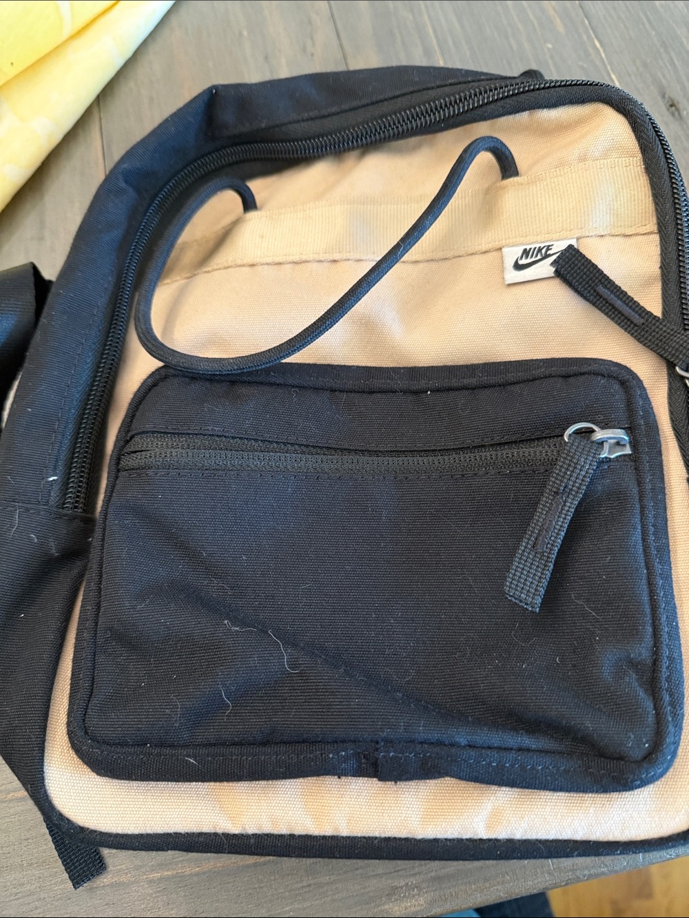 Nike Black and Tan Small extendable backpack
